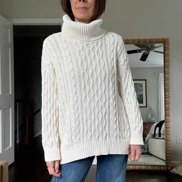 NWT! Anthropologie PILCRO OVERSIZED ROLL-NECK CABLE JUMPER SWEATER - Small 🪞 - Picture 3 of 6